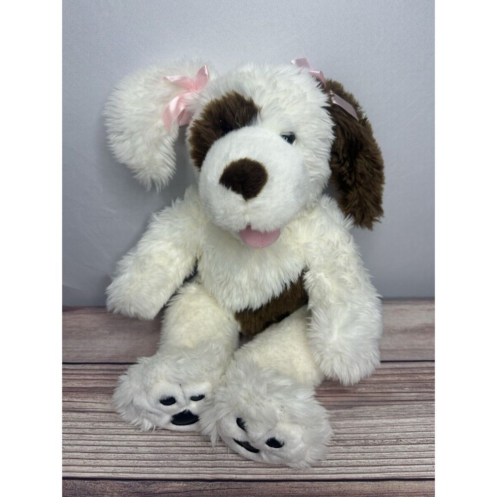 Build A Bear Retired Dog Plush White Brown Spots With Sound‎